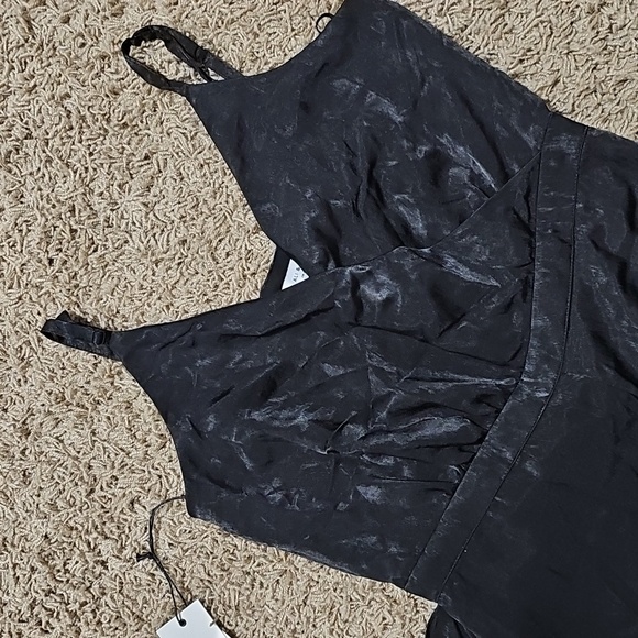 Ali & Jay Name of Love Ruffle Wrap Jumpsuit Black Large Wide Leg Flowy - Picture 8 of 13